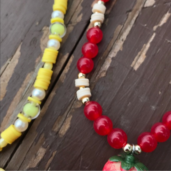 Strawberry Necklace!🍓Hand-made, Strawberry & Golden necklace! ⭐️ Lara’s Bubbles - Picture 5 of 7